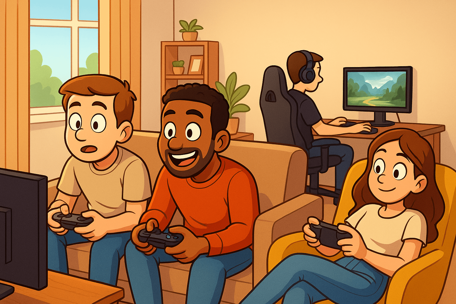 animated characters playing games