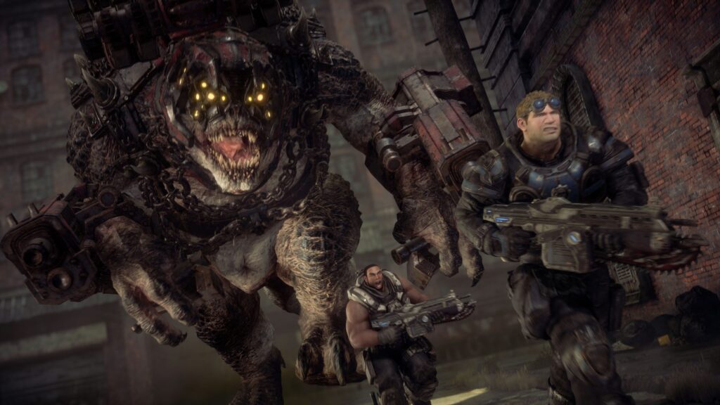 Gears of War monster chasing soldier