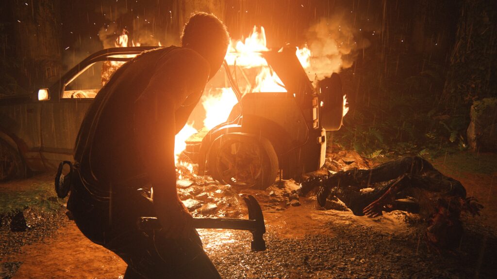 The Last Of Us II car on fire