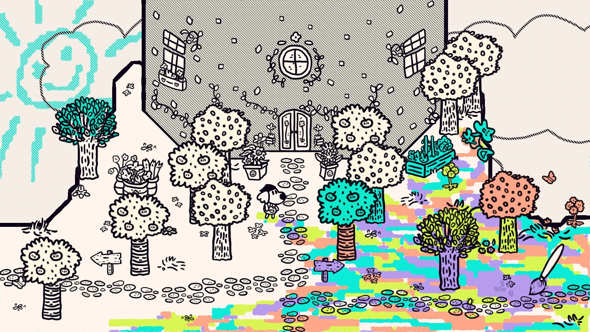 Chicory A Colorful Tale — dual-stick paintbrush gameplay and boss encounter mechanics